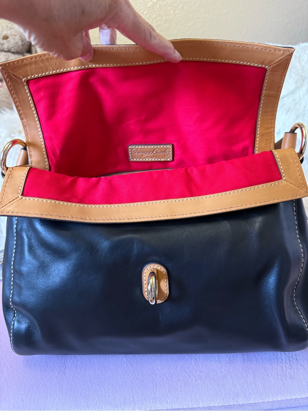 💯Auth! Dooney & Bourke Black & Brown Florentine Leather LIBBY Shoulder Bag - Picture 13 of 15